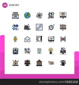 Stock Vector Icon Pack of 25 Line Signs and Symbols for delivery, box, atom, shop, coffee Editable Vector Design Elements