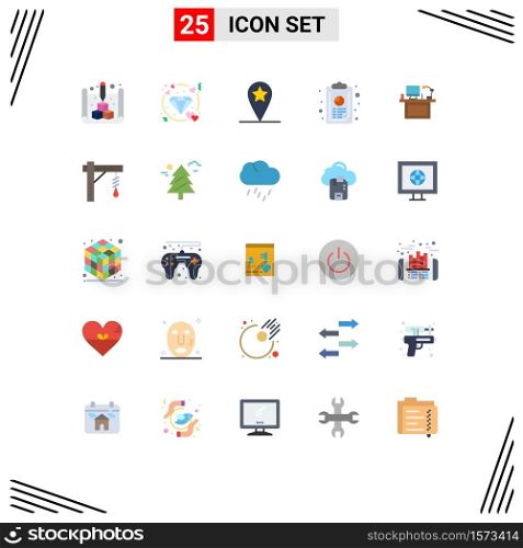 Stock Vector Icon Pack of 25 Line Signs and Symbols for desktop, computer, geo, graph, analytics Editable Vector Design Elements