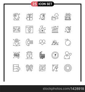 Stock Vector Icon Pack of 25 Line Signs and Symbols for education, file, human, storage, cloud Editable Vector Design Elements