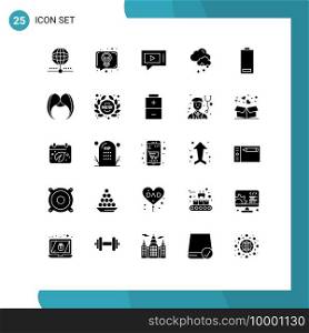 Stock Vector Icon Pack of 25 Line Signs and Symbols for electric, weather, talk, rainy, service Editable Vector Design Elements
