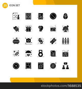 Stock Vector Icon Pack of 25 Line Signs and Symbols for gift, basic, notification, ban, financial report Editable Vector Design Elements