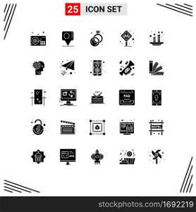 Stock Vector Icon Pack of 25 Line Signs and Symbols for india, candles, jewelry, taxi stand, stand Editable Vector Design Elements