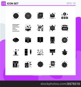 Stock Vector Icon Pack of 25 Line Signs and Symbols for investment, money, shield, notification, alert Editable Vector Design Elements