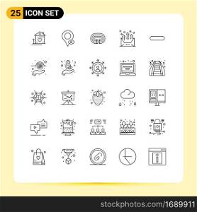 Stock Vector Icon Pack of 25 Line Signs and Symbols for letter, communication, pointer, arrow, track Editable Vector Design Elements