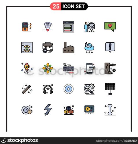 Stock Vector Icon Pack of 25 Line Signs and Symbols for like, efforts, interface, chart, arrow Editable Vector Design Elements