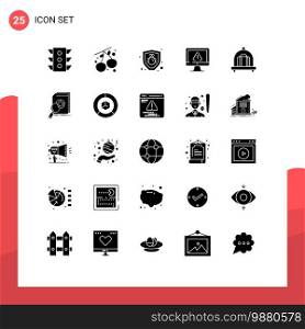 Stock Vector Icon Pack of 25 Line Signs and Symbols for luggage, security, bug, internet, data Editable Vector Design Elements