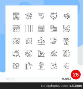 Stock Vector Icon Pack of 25 Line Signs and Symbols for mountains, globe, arrow, development, anchor Editable Vector Design Elements