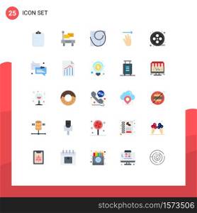 Stock Vector Icon Pack of 25 Line Signs and Symbols for movie reel, right, golden ratio, up, hand Editable Vector Design Elements