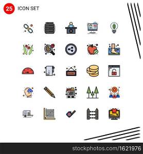 Stock Vector Icon Pack of 25 Line Signs and Symbols for nature, online, hospital, media, tutorials Editable Vector Design Elements