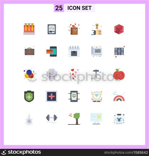 Stock Vector Icon Pack of 25 Line Signs and Symbols for object, creative, heart, smart, hand Editable Vector Design Elements