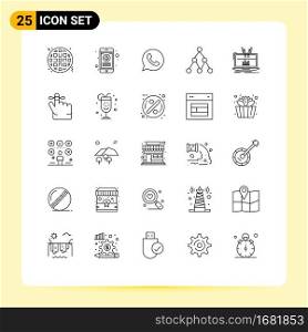 Stock Vector Icon Pack of 25 Line Signs and Symbols for online, analytical, chat, analysis, network Editable Vector Design Elements