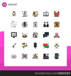 Stock Vector Icon Pack of 25 Line Signs and Symbols for online, analytical, gastronomy, analysis, investor Editable Vector Design Elements