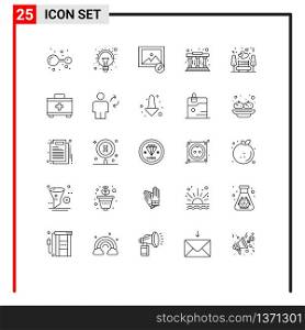Stock Vector Icon Pack of 25 Line Signs and Symbols for park, nature, edit, night date, pillars Editable Vector Design Elements