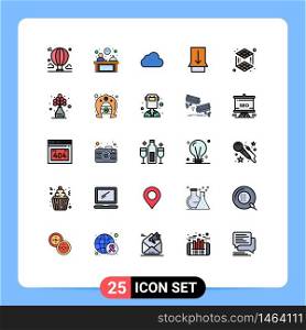 Stock Vector Icon Pack of 25 Line Signs and Symbols for printing, touch, reception, slide, cloudy Editable Vector Design Elements