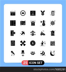 Stock Vector Icon Pack of 25 Line Signs and Symbols for ribbon, leader, ghost, award, winner Editable Vector Design Elements