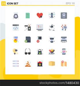 Stock Vector Icon Pack of 25 Line Signs and Symbols for satellite, communication, financial, heart, add Editable Vector Design Elements