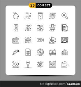 Stock Vector Icon Pack of 25 Line Signs and Symbols for search, smart, mobile, future, chip Editable Vector Design Elements