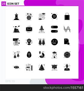 Stock Vector Icon Pack of 25 Line Signs and Symbols for security, lock pad, sata, key, down Editable Vector Design Elements