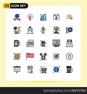 Stock Vector Icon Pack of 25 Line Signs and Symbols for share, day, drop, easter, calender Editable Vector Design Elements