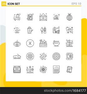 Stock Vector Icon Pack of 25 Line Signs and Symbols for siren, light, seo analysis, emergency, office Editable Vector Design Elements