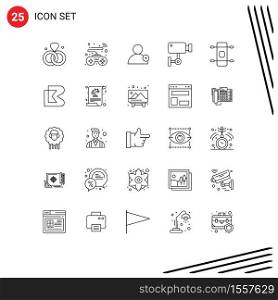 Stock Vector Icon Pack of 25 Line Signs and Symbols for sport, longboard, new, wall, security Editable Vector Design Elements