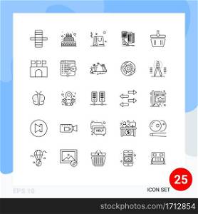 Stock Vector Icon Pack of 25 Line Signs and Symbols for spring, cart, business, basket, calculator Editable Vector Design Elements