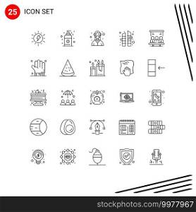 Stock Vector Icon Pack of 25 Line Signs and Symbols for technology, project, female, sauna, bamboo Editable Vector Design Elements