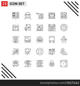 Stock Vector Icon Pack of 25 Line Signs and Symbols for ui, theater, car, stage, entertainment Editable Vector Design Elements