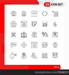 Stock Vector Icon Pack of 25 Line Signs and Symbols for vision, face, rich, eye, real Editable Vector Design Elements