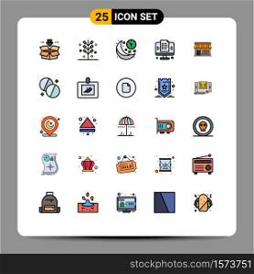 Stock Vector Icon Pack of 25 Line Signs and Symbols for website, page, holiday, development, night Editable Vector Design Elements