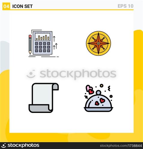 Stock Vector Icon Pack of 4 Line Signs and Symbols for accounting, position, calculation, location, log Editable Vector Design Elements