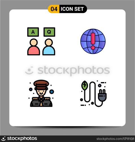 Stock Vector Icon Pack of 4 Line Signs and Symbols for answers, avatar, q&a, browser, transportation Editable Vector Design Elements