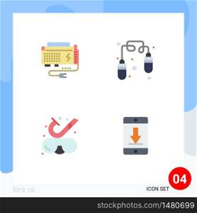 Stock Vector Icon Pack of 4 Line Signs and Symbols for apc, goggles, power, fitness, underwater Editable Vector Design Elements