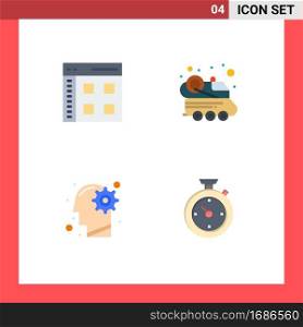 Stock Vector Icon Pack of 4 Line Signs and Symbols for app, head, user, space, mind Editable Vector Design Elements