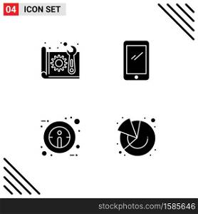 Stock Vector Icon Pack of 4 Line Signs and Symbols for architecture, iphone, paper, smart phone, information Editable Vector Design Elements