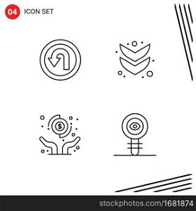 Stock Vector Icon Pack of 4 Line Signs and Symbols for arrow, pay, way, full, biology Editable Vector Design Elements