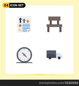 Stock Vector Icon Pack of 4 Line Signs and Symbols for arrows, park, page, furniture, compass Editable Vector Design Elements