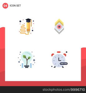 Stock Vector Icon Pack of 4 Line Signs and Symbols for art, bulb, pencil, setting, light bulb Editable Vector Design Elements