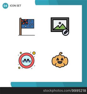 Stock Vector Icon Pack of 4 Line Signs and Symbols for australia, signs, nation, photo, pumkin Editable Vector Design Elements