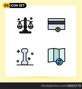 Stock Vector Icon Pack of 4 Line Signs and Symbols for balance, medicine, finance, up, sync Editable Vector Design Elements