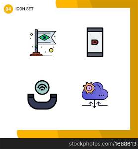 Stock Vector Icon Pack of 4 Line Signs and Symbols for banner, ring, flag, smartphone, setting Editable Vector Design Elements