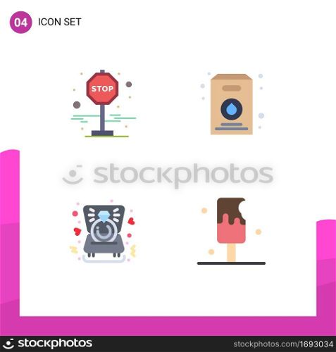 Stock Vector Icon Pack of 4 Line Signs and Symbols for board, wedding, milk, heart, food Editable Vector Design Elements