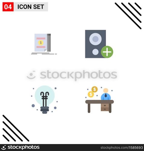 Stock Vector Icon Pack of 4 Line Signs and Symbols for book, bulb, novel, gadget, education Editable Vector Design Elements