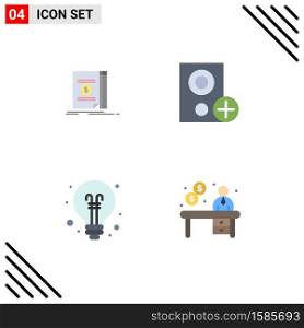 Stock Vector Icon Pack of 4 Line Signs and Symbols for book, bulb, novel, gadget, education Editable Vector Design Elements
