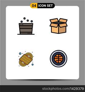 Stock Vector Icon Pack of 4 Line Signs and Symbols for bucket, para cord, spa, product, globe Editable Vector Design Elements