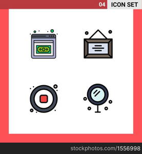 Stock Vector Icon Pack of 4 Line Signs and Symbols for business development, stop, business, office, cosmetics Editable Vector Design Elements