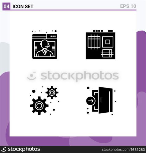 Stock Vector Icon Pack of 4 Line Signs and Symbols for business, settings, support, motherboard, emergency Editable Vector Design Elements
