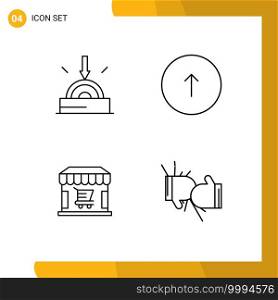 Stock Vector Icon Pack of 4 Line Signs and Symbols for business, ecommerce, technology, communication, shopping Editable Vector Design Elements