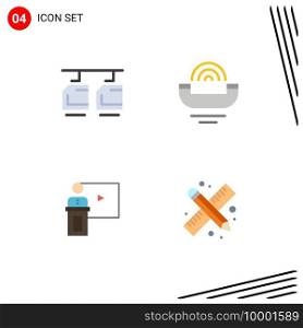 Stock Vector Icon Pack of 4 Line Signs and Symbols for cable, conference, vehicles, productivity, event Editable Vector Design Elements