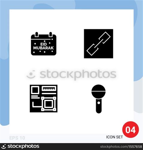 Stock Vector Icon Pack of 4 Line Signs and Symbols for calendar, browser, celebration, connect, digital Editable Vector Design Elements
